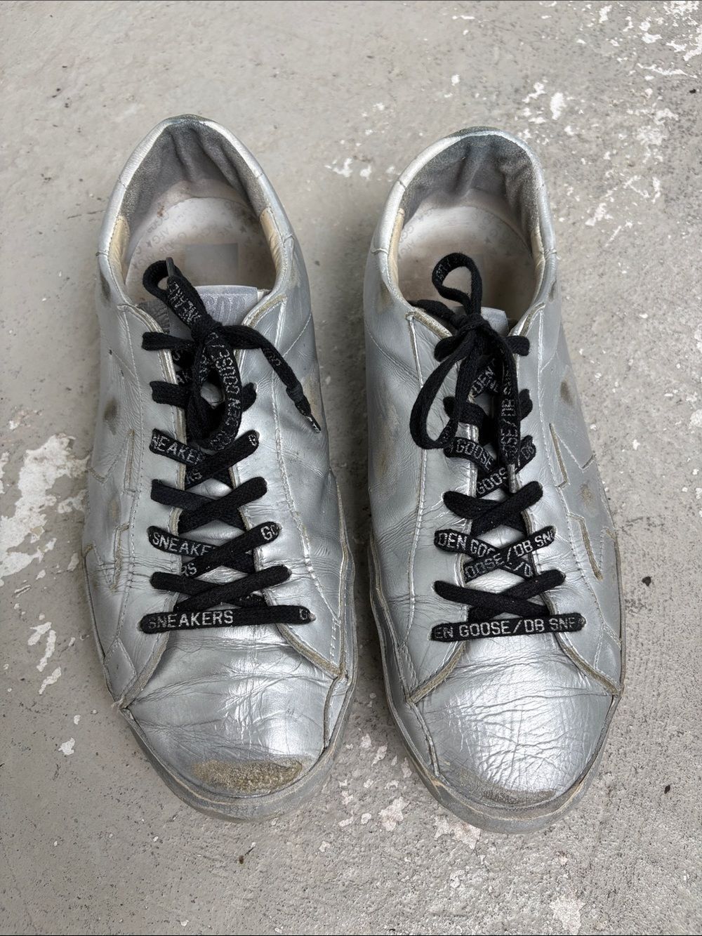 Distressed Ray golden goose silver sneakers